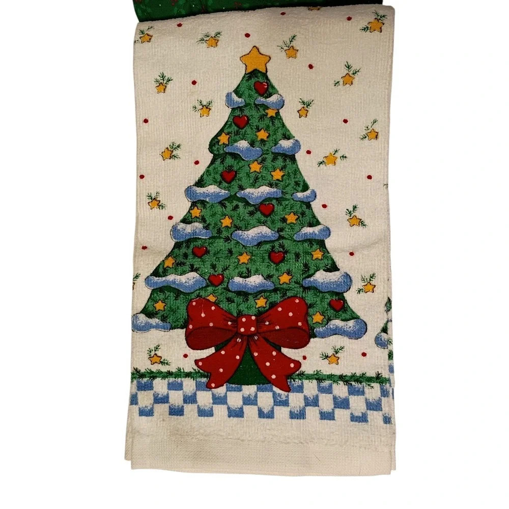 Vintage NOS‎ B&D Christmas Tree Kitchen Dish Towel & Pot Holder Set